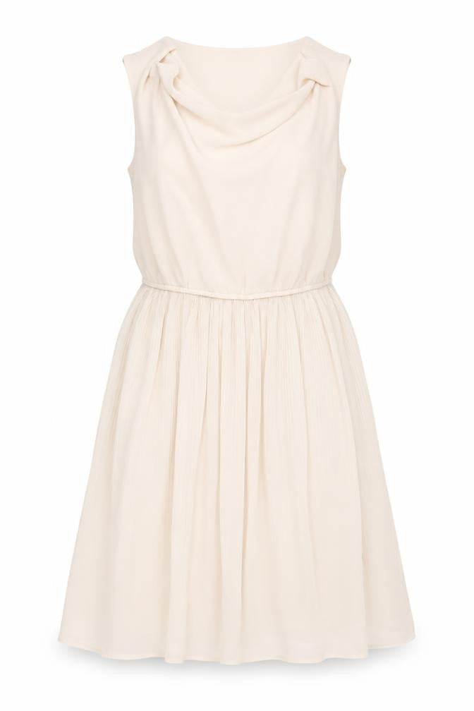 H&M Women Beige Sleeveless Cowl Neck Dress Size 12