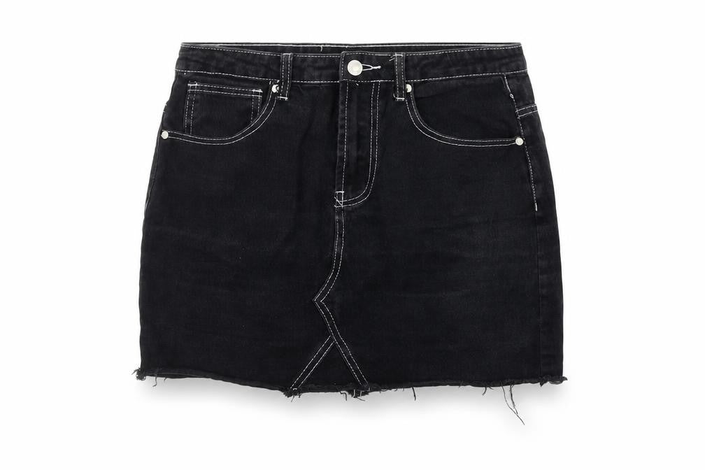 Brave Soul London Women's Black Mini Denim Skirt L
