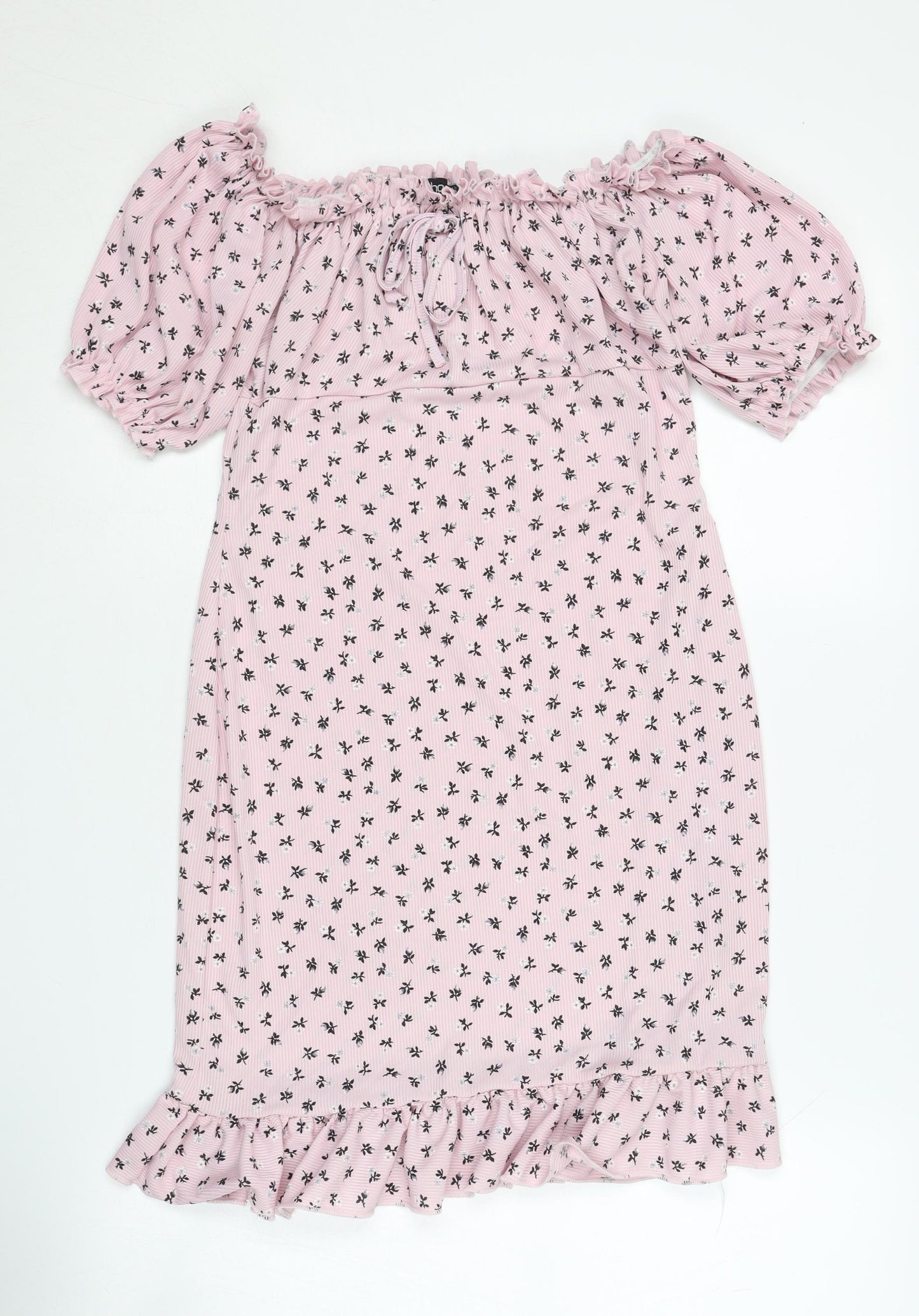 Boohoo Women's Pink Floral Off-Shoulder Dress Size 12