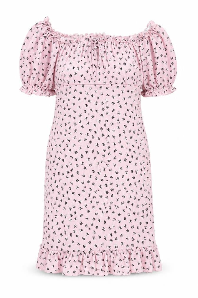 Boohoo Women's Pink Floral Off-Shoulder Dress Size 12