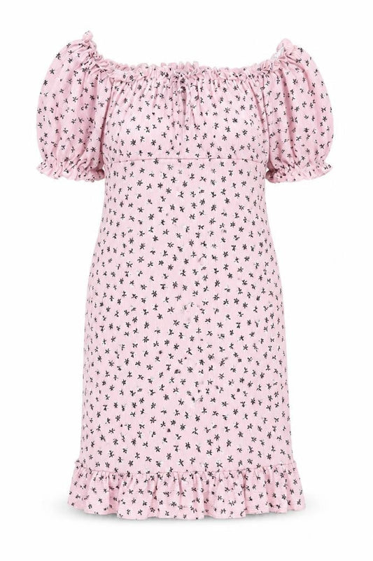 Boohoo Women's Pink Floral Off-Shoulder Dress Size 12