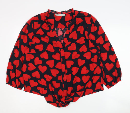 Oasis Women's Multicoloured Heart Blouse Size 14