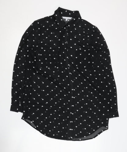 Additional front view of Red Herring Women's Black Button-Up Shirt, size 12