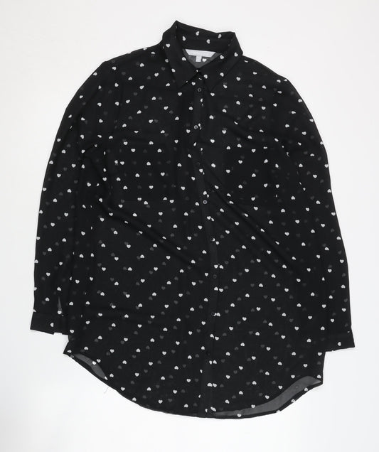 Red Herring Women's Black Button-Up Shirt Size 12