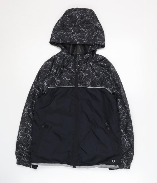 Marks and Spencer Girls Black Windbreaker Jacket 8-9 Years