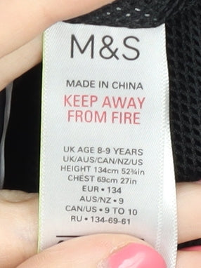 Marks and Spencer Girls Black Windbreaker Jacket 8-9 Years