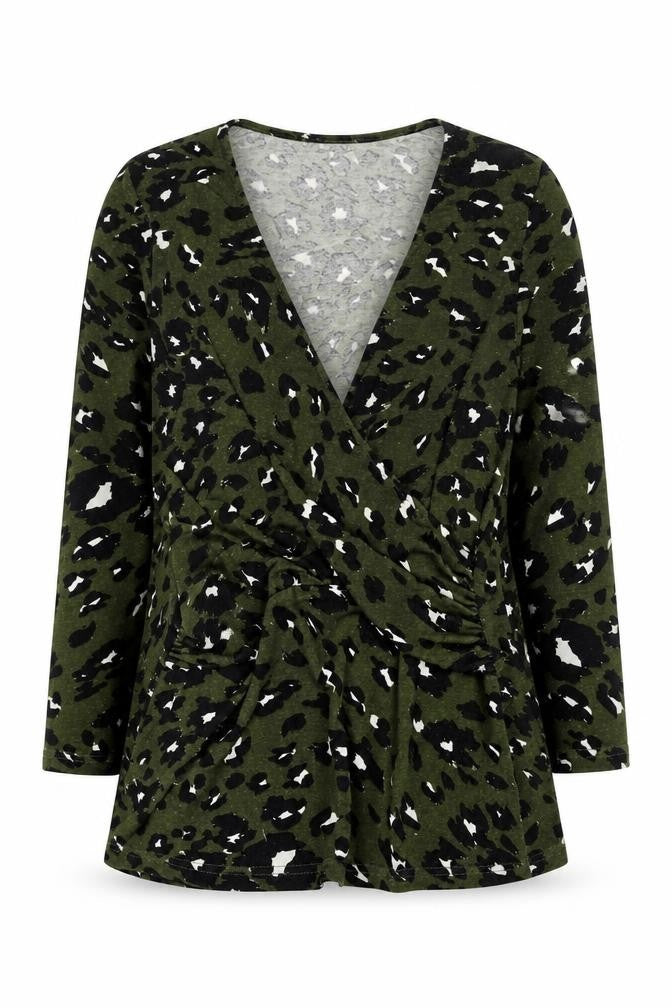Sonder Studio Women's Green Wrap Top Size 14 V-Neck