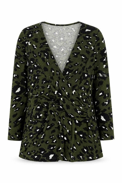 Sonder Studio Women's Green Wrap Top Size 14 V-Neck