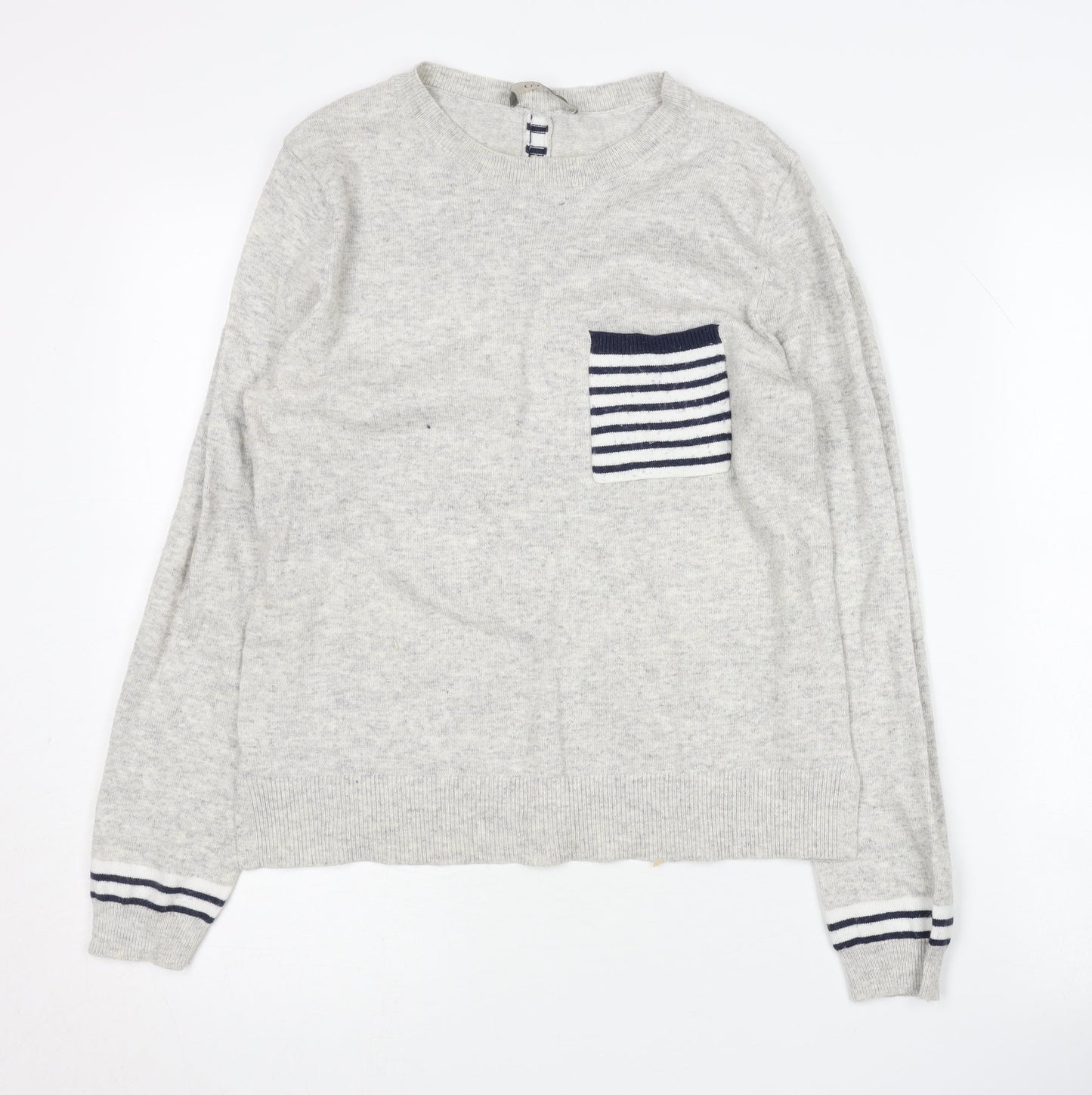 Oasis Women’s Grey Striped Pullover Jumper M