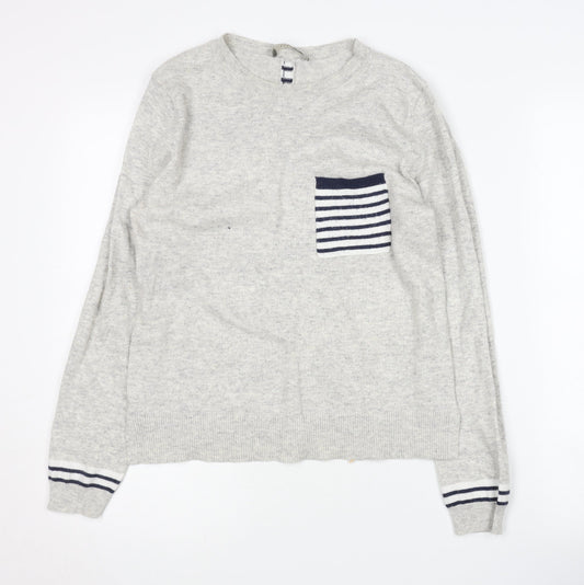 Oasis Women’s Grey Striped Pullover Jumper M