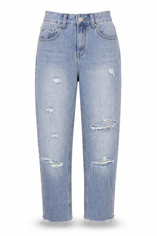 PrettyLittleThing Women's Blue Petite Distressed Jeans