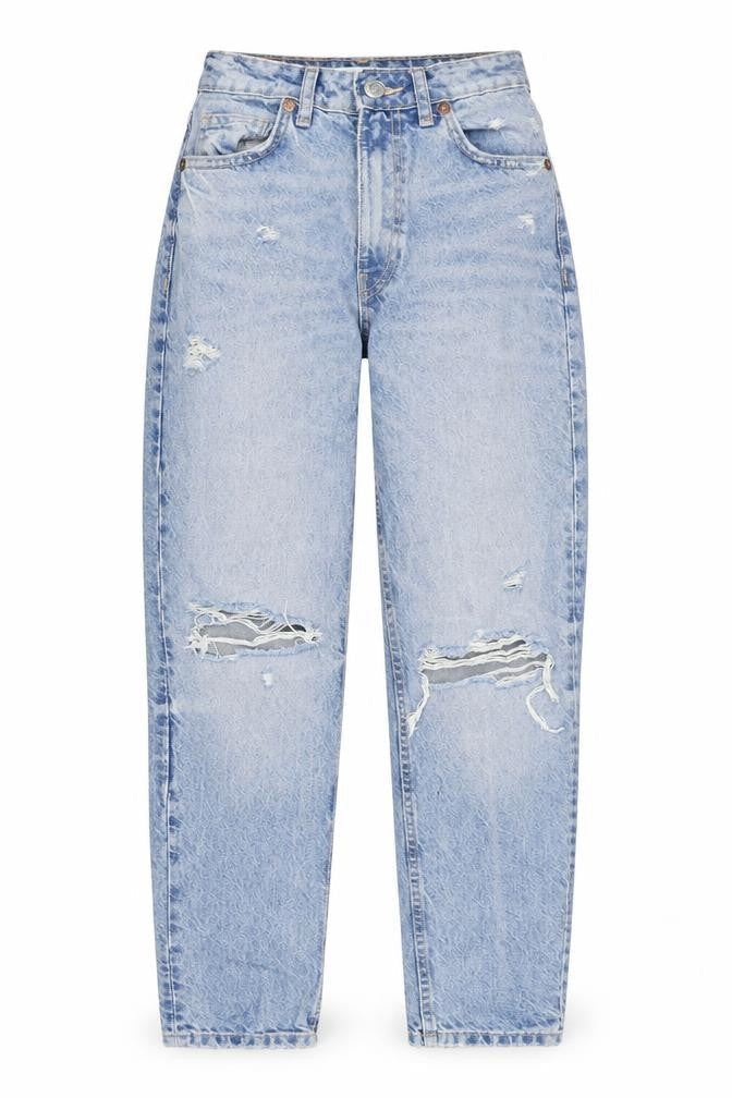 Zara Women's Blue Mom Jeans Size 4 High-Rise Distressed