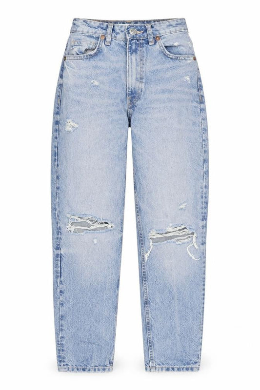 Zara Women's Blue Mom Jeans Size 4 High-Rise Distressed