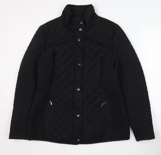 Outerwear Women's Black Quilted Jacket Size 12 Casual Autumn