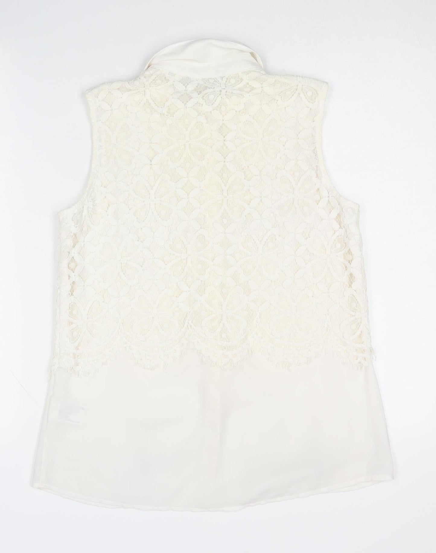 Roman Women’s Ivory Lace Blouse Size 10 Sleeveless