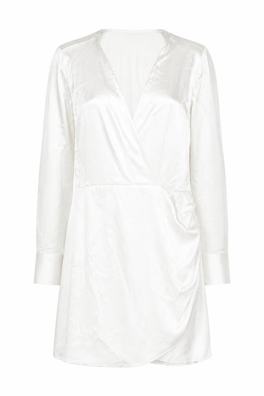 Zara Women's White Long Sleeve V-Neck Dress Size 12