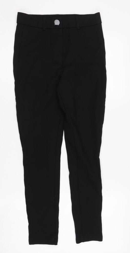 Zara Women's Black Trousers, Size M, Button Accent