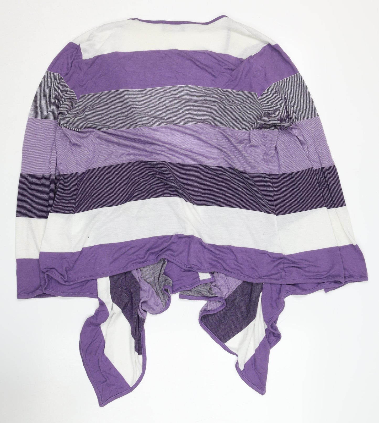 Marks and Spencer Women's Purple Striped Open Front Cardigan Size 14