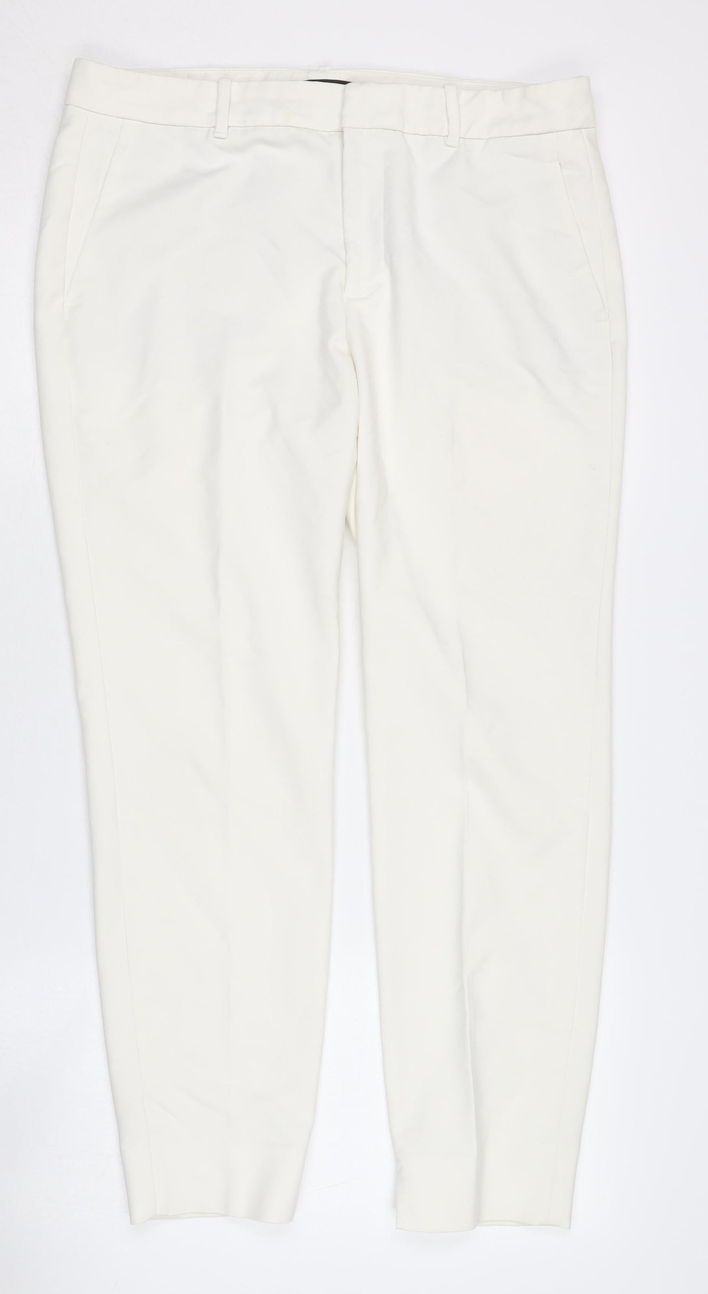 Zara Women's White Trousers, Size 14, Cotton Blend
