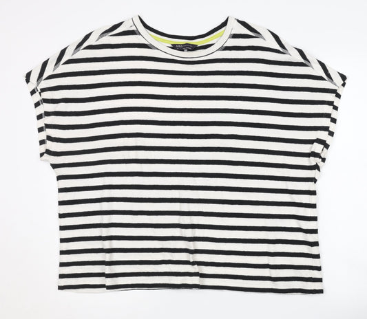 Marks and Spencer Women's Black Striped T-Shirt Size 18
