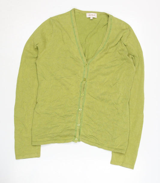 Jackpot Women's Green V-Neck Cardigan Size 2