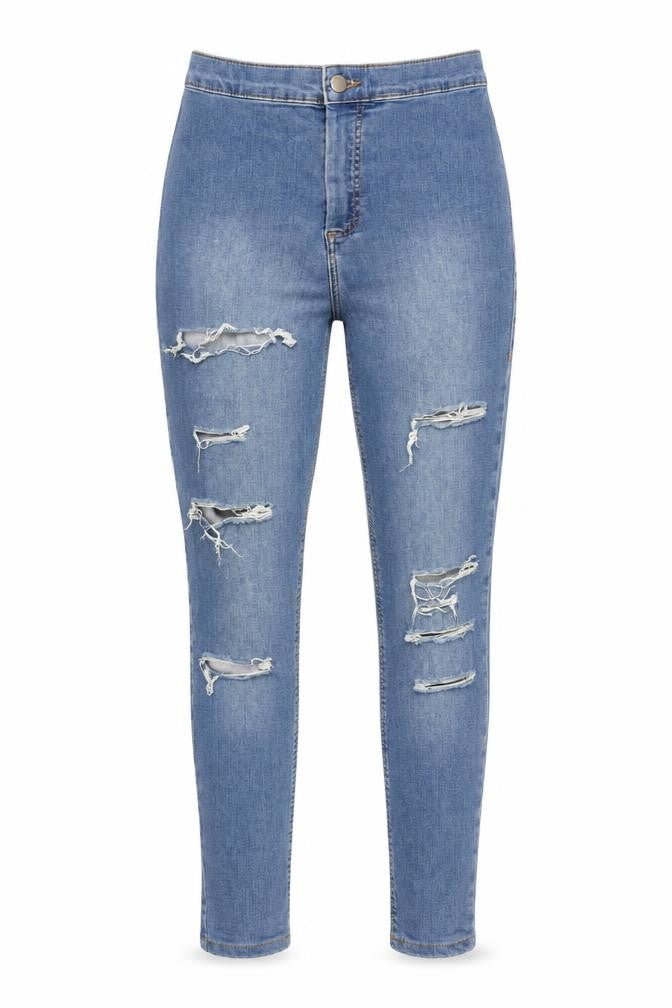 Topshop Women's Blue Skinny Distressed Jeans Size 30