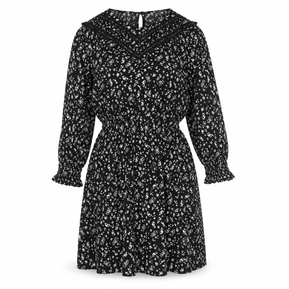 &et Women's Black Floral A-Line Dress Size 10