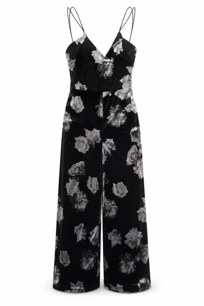 Nobody's Child Women's Black Floral Jumpsuit Size 8