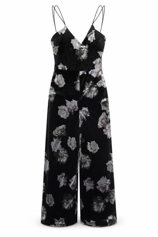 Nobody's Child Women's Black Floral Jumpsuit Size 8