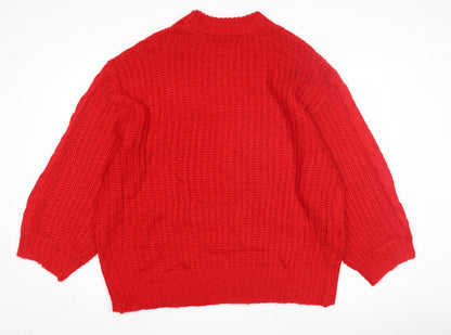 Brave Soul Women's Red Pullover Jumper, 2XL, Cable-Knit