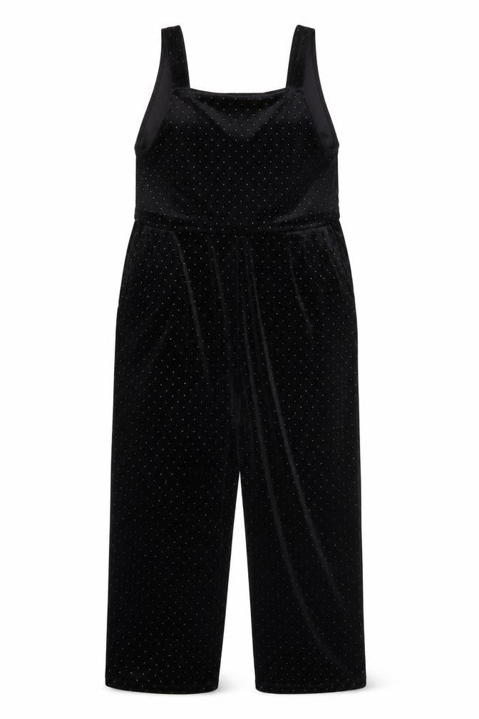 Monki Women's Black Polka Dot Velvet Jumpsuit M