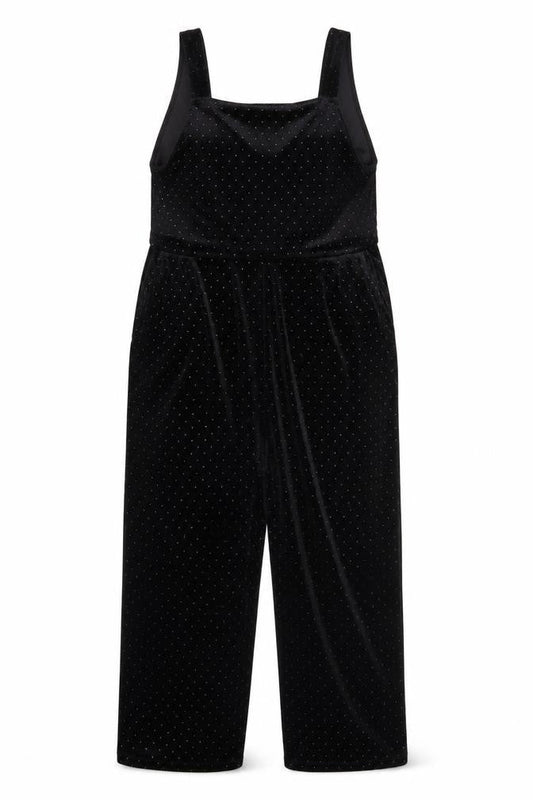 Monki Women's Black Polka Dot Velvet Jumpsuit M