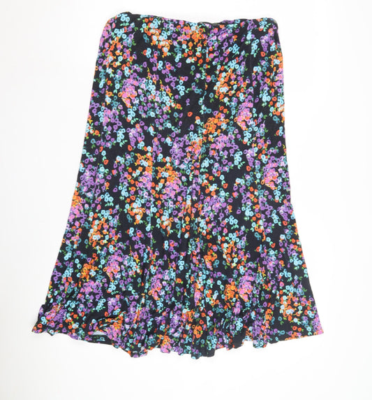 Women's Multicoloured Floral Flare Skirt Size 14