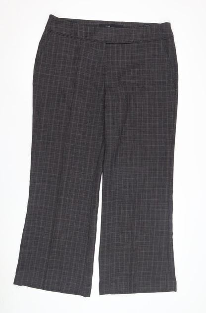 Additional front view of Evie Collection Women's Grey Plaid Trousers, size 16