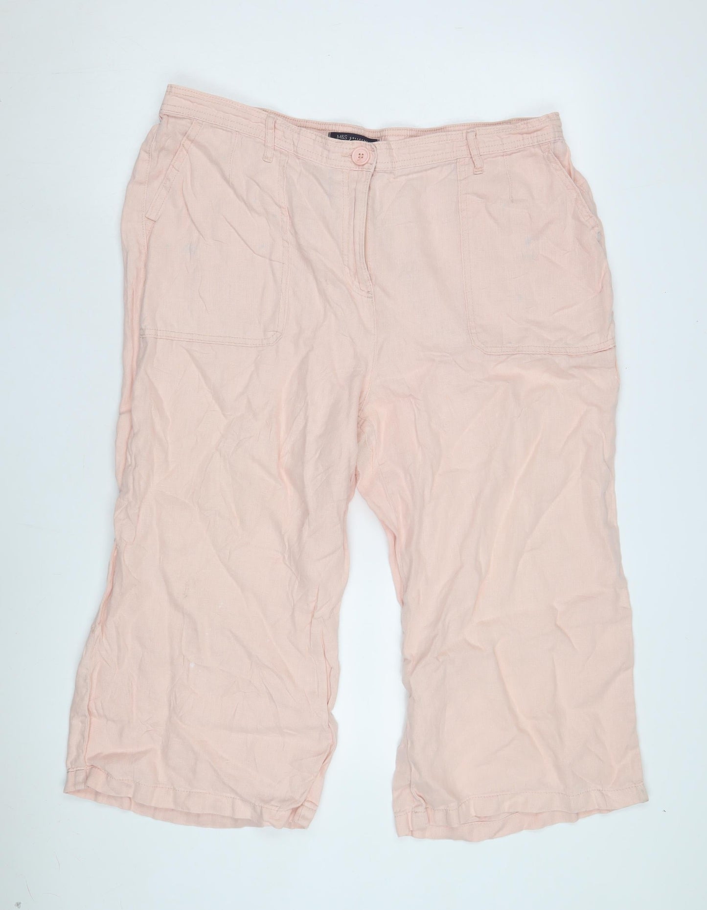 Marks and Spencer Women's Pink Wide-Leg Trousers Size 10