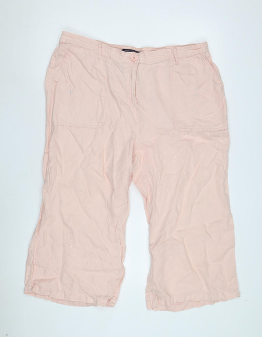Marks and Spencer Women's Pink Wide-Leg Trousers Size 10