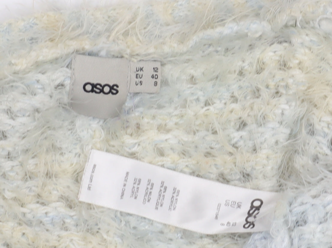 ASOS Women's Beige Open-Knit Open Front Cardigan Size 12