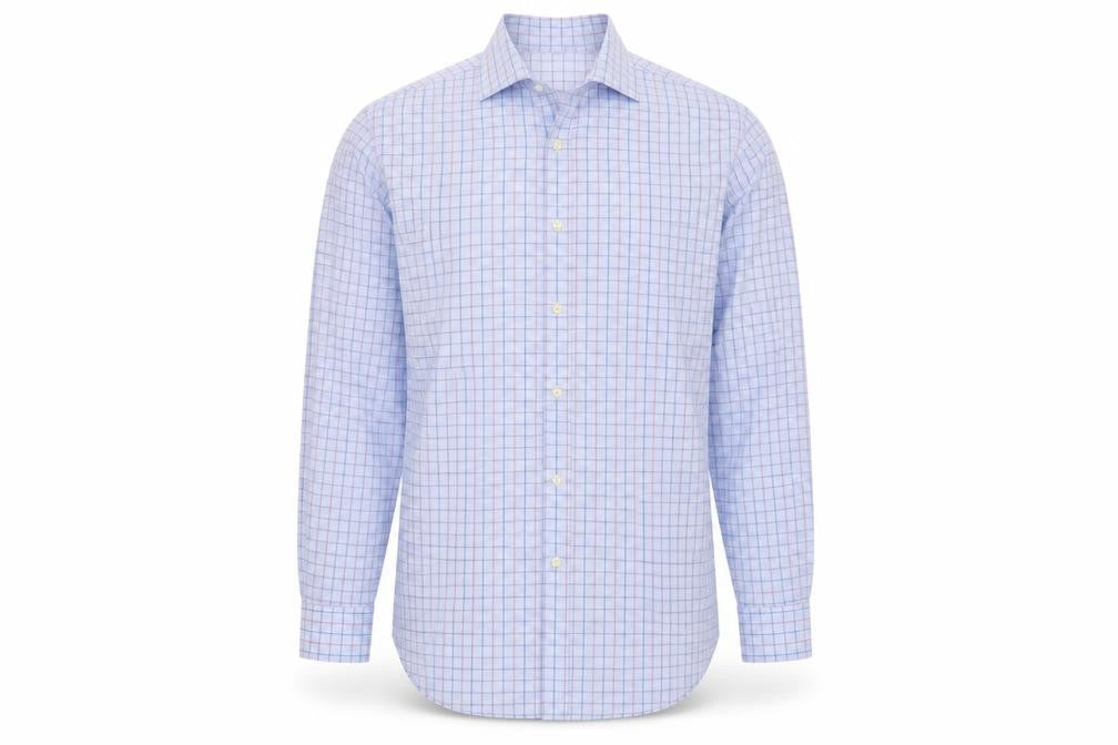 Brook Taverner Men's Blue Check Dress Shirt