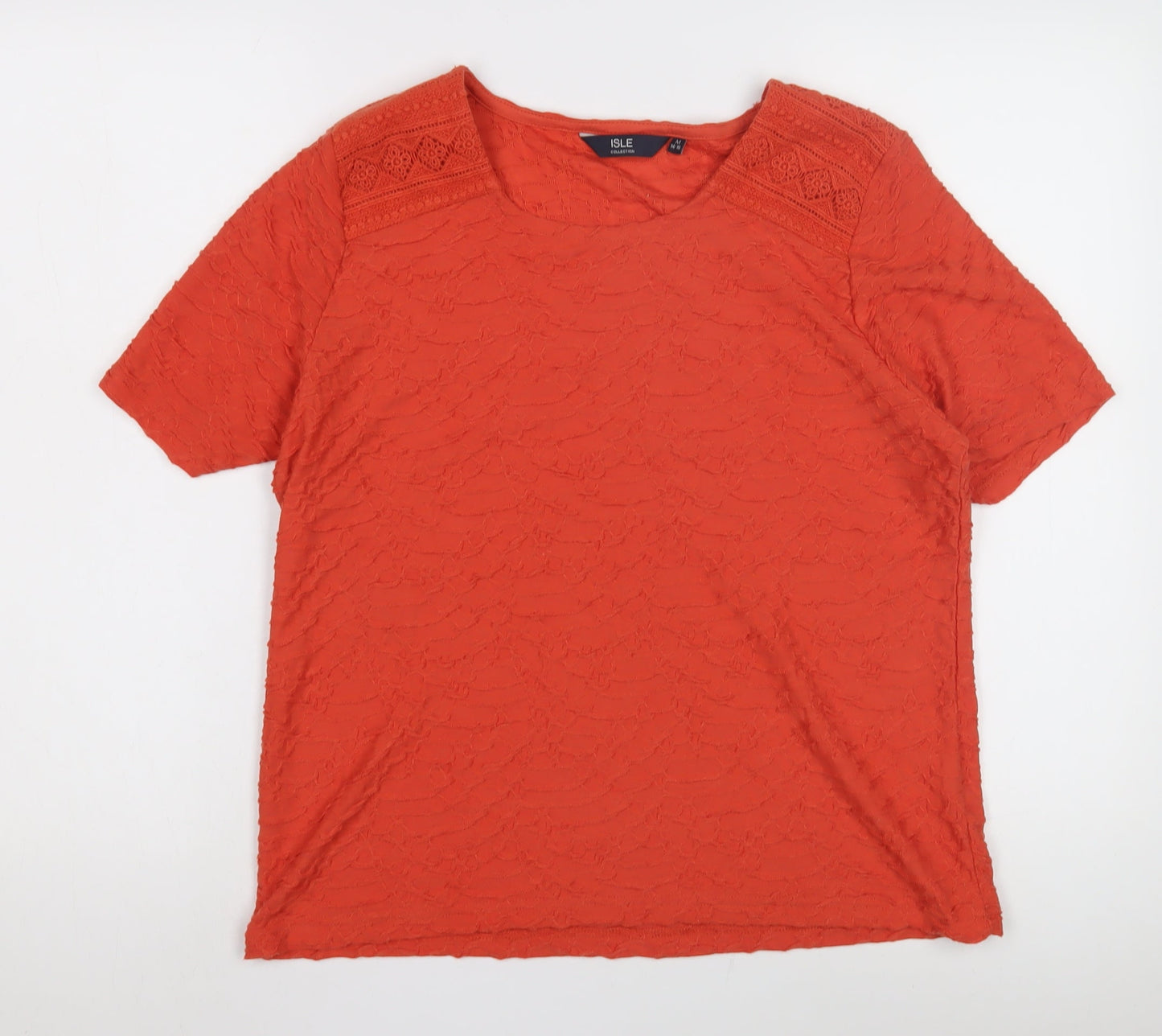 Isle Women's Orange Lace T-Shirt, Size M
