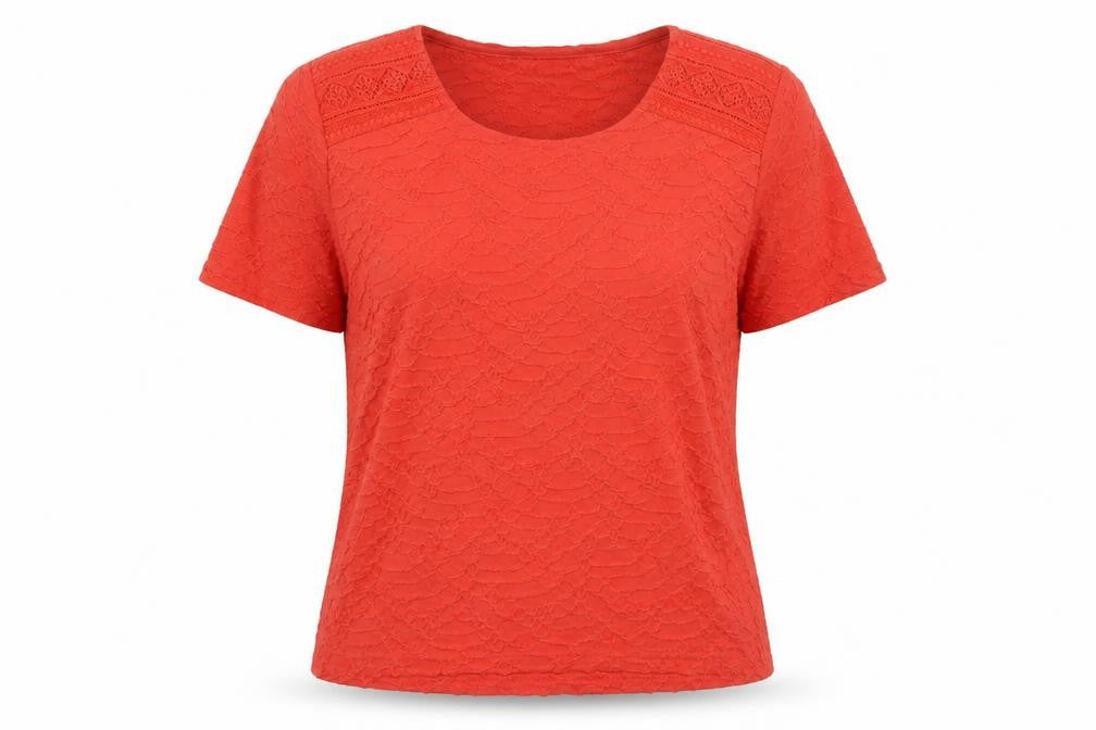 Isle Women's Orange Lace T-Shirt, Size M