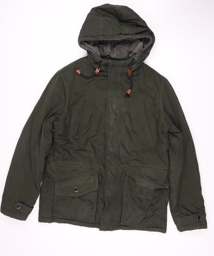 Jack & Jones Men's Green Parka Jacket Size L