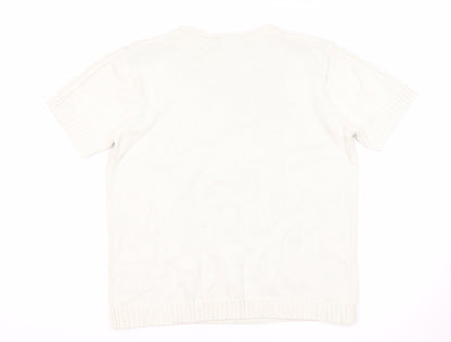 Women's White Cotton Pullover Jumper M