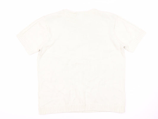 Women's White Cotton Pullover Jumper M