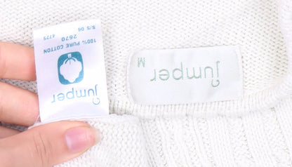 Women's White Cotton Pullover Jumper M