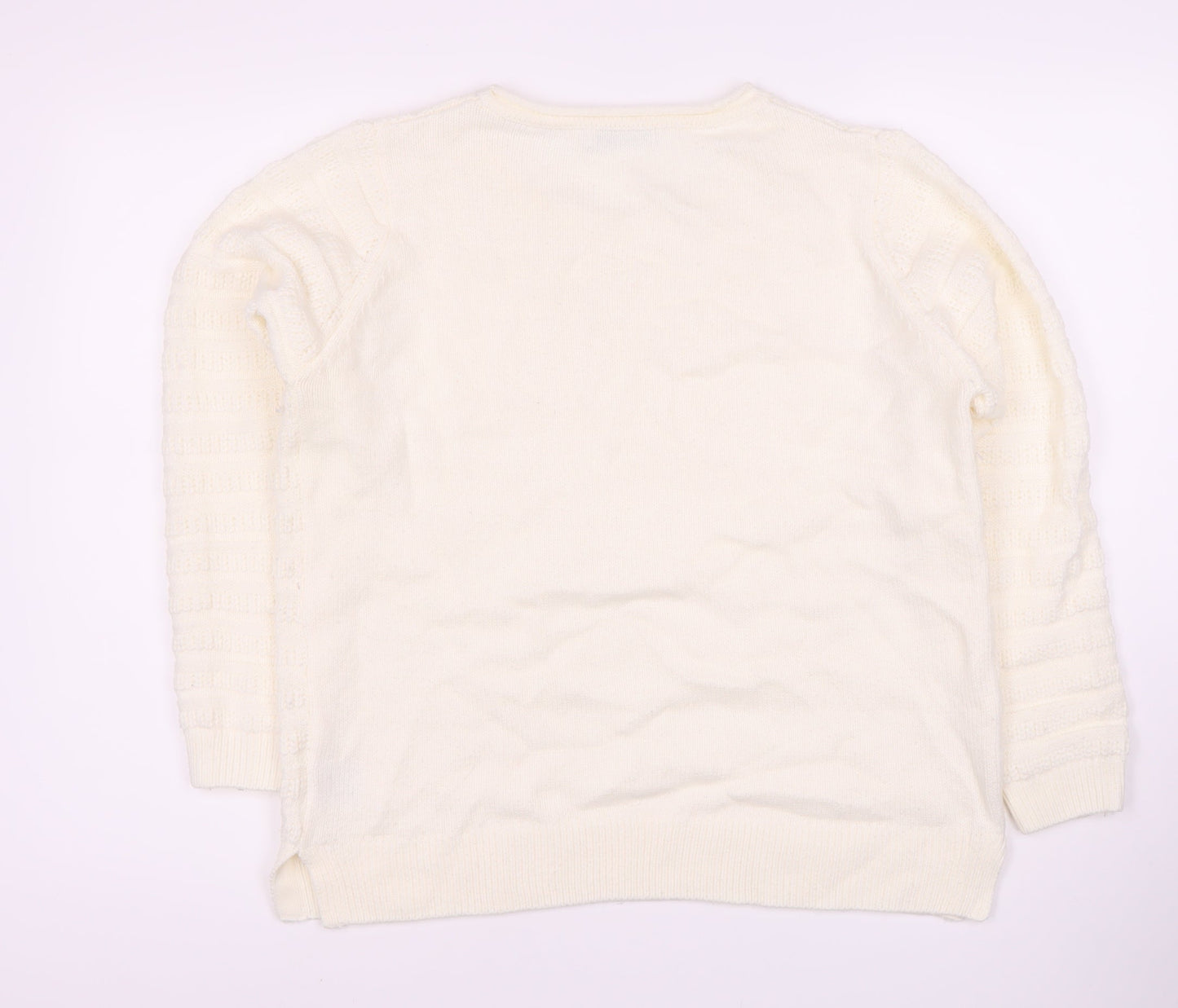 Isle Women's Ivory Pullover Jumper M, Long Sleeve Knit