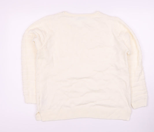 Isle Women's Ivory Pullover Jumper M, Long Sleeve Knit
