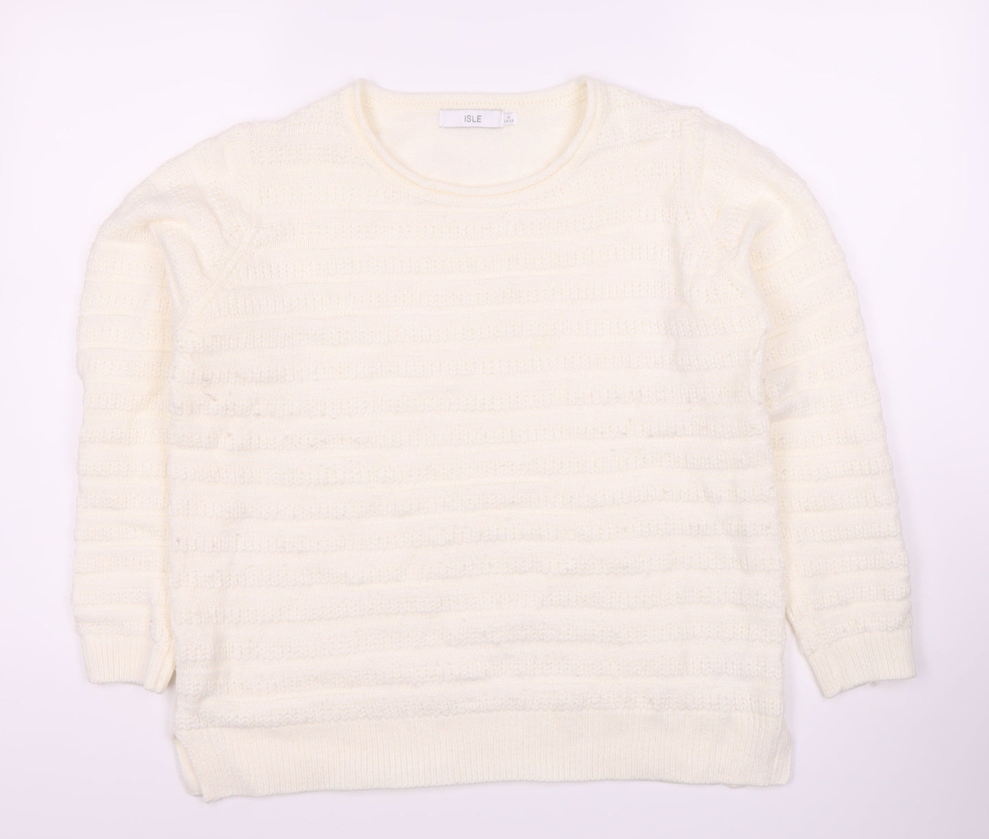 Isle Women's Ivory Pullover Jumper M, Long Sleeve Knit