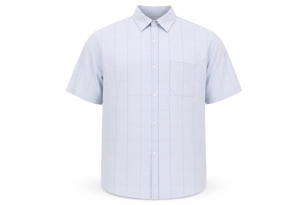 Thomas Nash Men's Blue Check Short Sleeve Shirt M