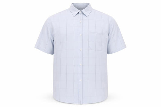 Thomas Nash Men's Blue Check Short Sleeve Shirt M