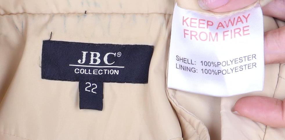 JBC Women's Beige Long Jacket with Zipped Pockets - Size 14